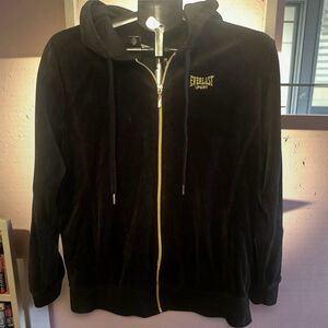 Women's Everlast Sport Black & Gold Velour Full-Zip Hoodie XL